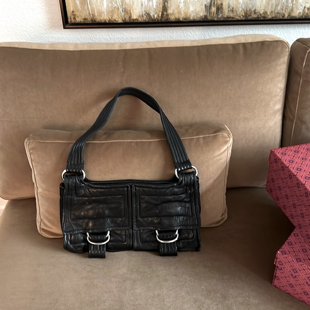 KOOBA BLACK LEATHER MINI HOBO